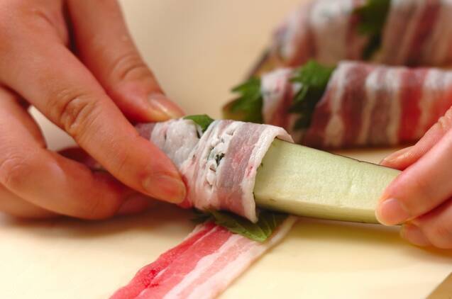 ナスと大葉の豚肉巻きの作り方の手順3