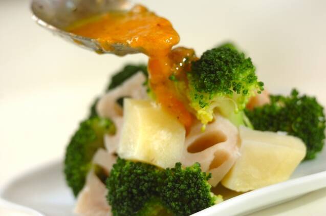 温野菜の甘酒ドレッシングがけの作り方の手順4