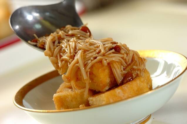 揚げ豆腐のキノコあんかけの作り方の手順8