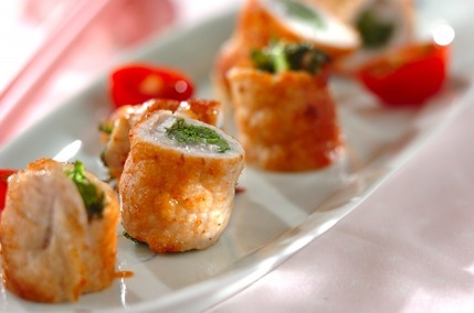 豚肉のワサビ菜巻き