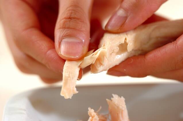 鶏ささ身のゴマみそ和えの作り方の手順2