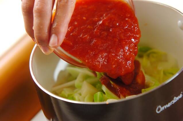 春野菜のトマトクリームスープの作り方の手順3