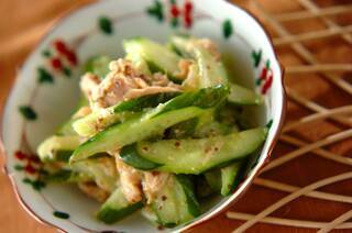 キュウリとツナのマスタードサラダ