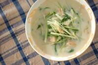 たっぷり水菜とホタテ缶のクリーム煮