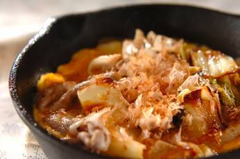 白菜漬けと豚肉の炒めもの