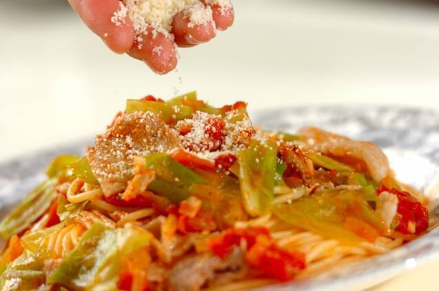 豚肉とキャベツのトマトスパゲティーの作り方の手順6
