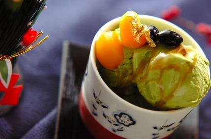 抹茶と黒豆のパフェ