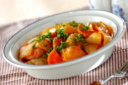 ソーセージと野菜のバーベキューソース煮