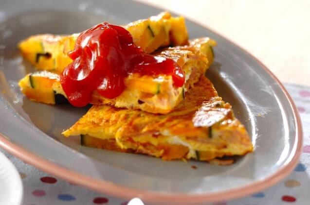 カボチャとベーコンの卵焼き