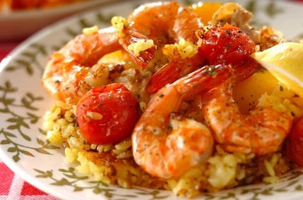 フライパンでふっくらパエリア