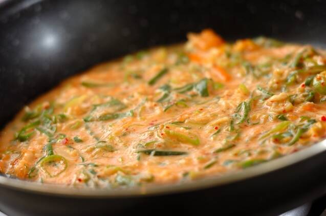 キムチ入りペタンコ焼きの作り方の手順3