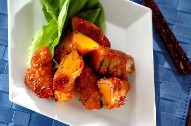 カボチャの豚肉巻き