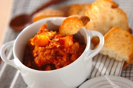 サバとカボチャのトマト煮