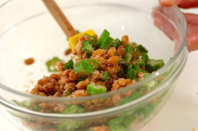 オクラ納豆の作り方の手順3