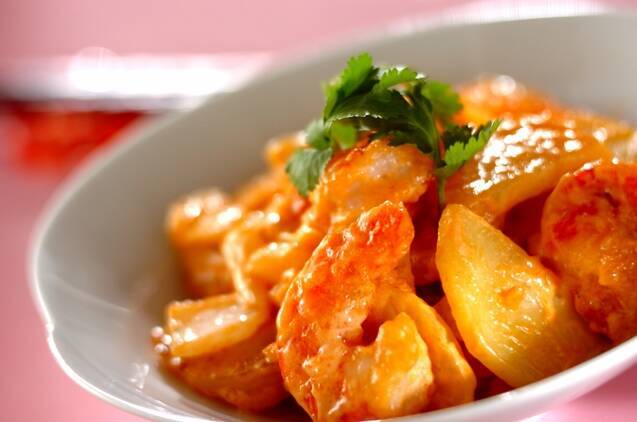 新ジャガ入りのエビマヨ炒め