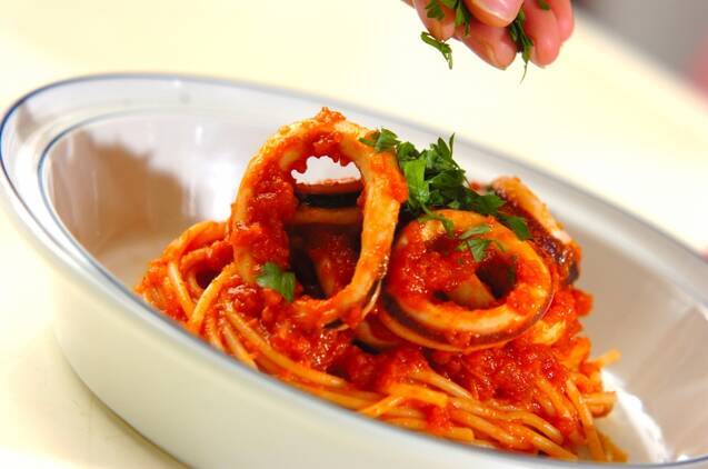 イカのトマトスパゲティーの作り方の手順6