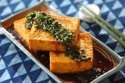 厚揚げのニラじょうゆがけ