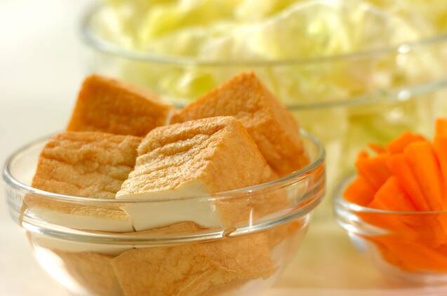 厚揚げとキャベツの肉みそ炒めの作り方の手順1