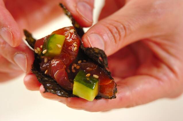 マグロの韓国のり巻きの作り方の手順2