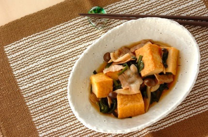 厚揚げと豚バラ肉の炒め煮