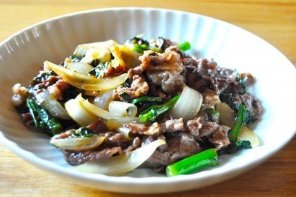 牛肉と春菊の炒め煮