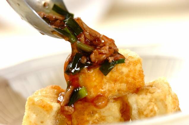 揚げ豆腐のそぼろあんかけの作り方の手順6