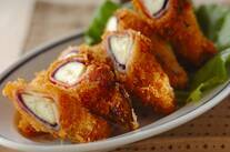 ナスのベーコン巻きフライ