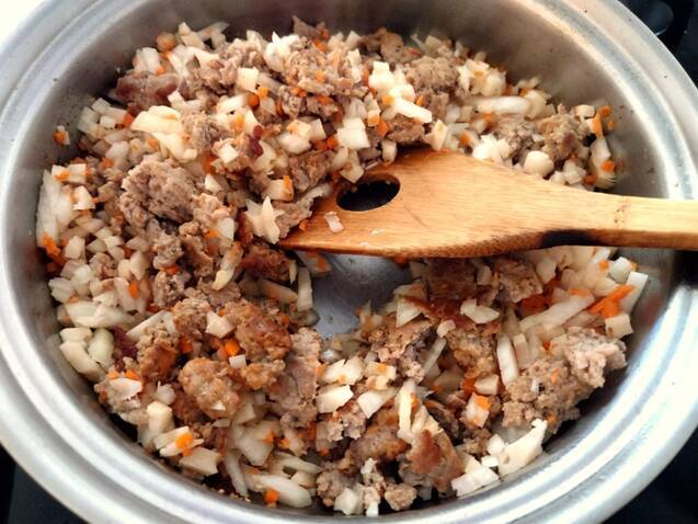 レンコンミートソースのパッケリの作り方の手順4