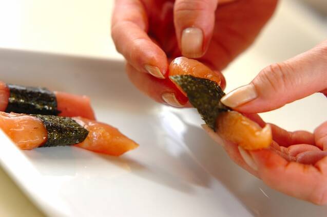 ささ身ののり巻きの作り方の手順3