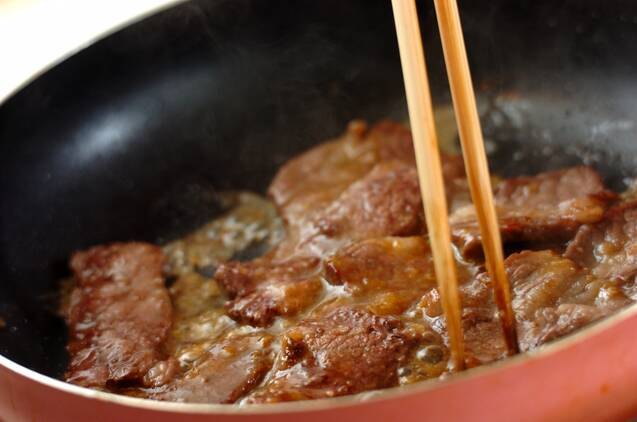 甘みそダレの牛焼き肉の作り方の手順4
