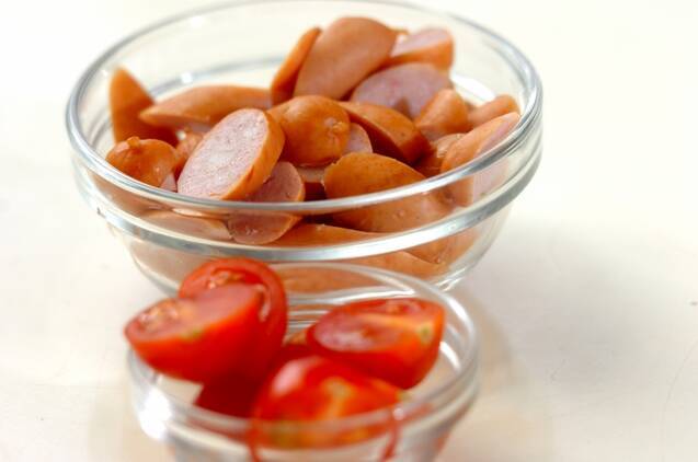 簡単時短パスタ ソーセージと菜の花 by山下 和美さんの作り方の手順1