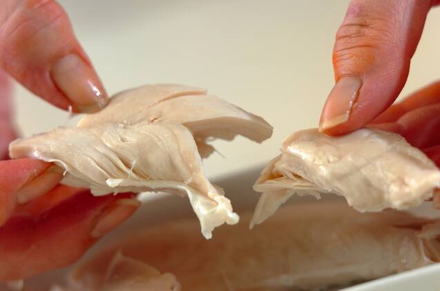 ささ身とエビのアクアパッツア風の作り方の手順1