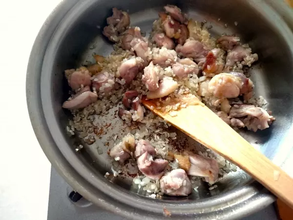 栗と鶏のチーズリゾットの作り方2