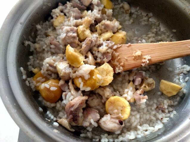 栗と鶏のチーズリゾットの作り方の手順6