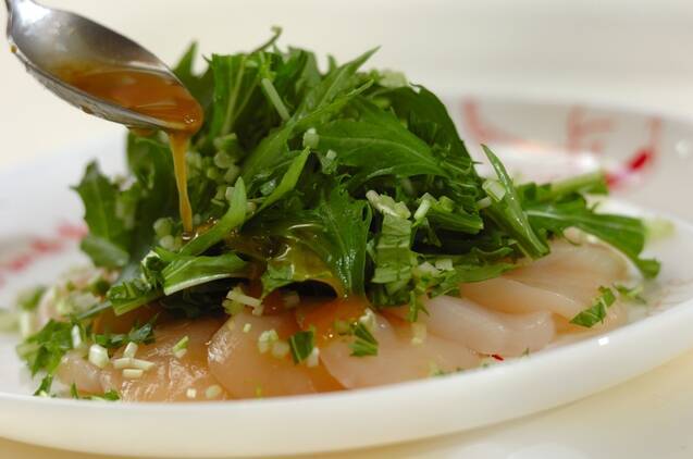 ユズコショウがきいてる！ホタテと水菜のカルパッチョ風サラダの作り方の手順2