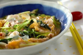 豚とミツバの卵とじ