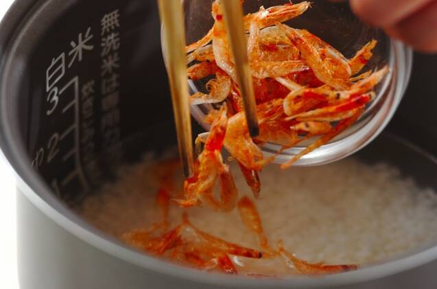桜エビの豆ごはんの作り方の手順3