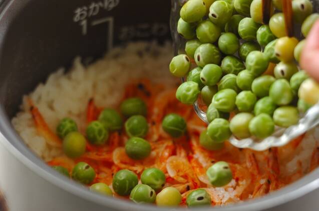 桜エビの豆ごはんの作り方の手順4