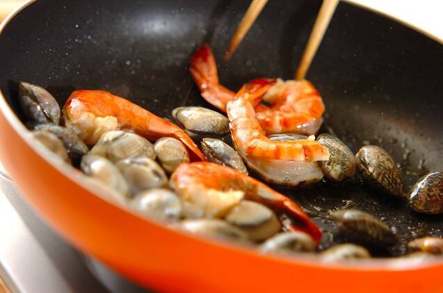 菜の花とタケノコの和風パエリアの献立の作り方の手順5