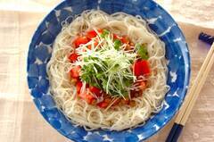 トマトと納豆の冷やし素麺
