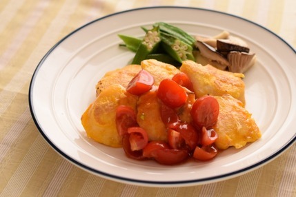 ササミのピカタフレッシュトマトソース