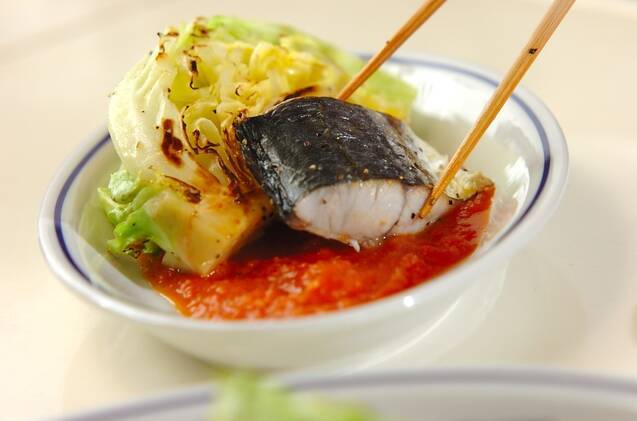 春キャベツとサワラのトマトソースの作り方の手順5