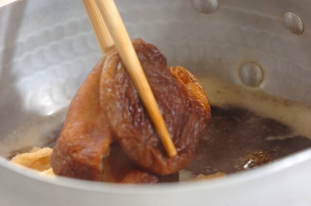 シイタケと油揚げの甘辛煮の作り方の手順4