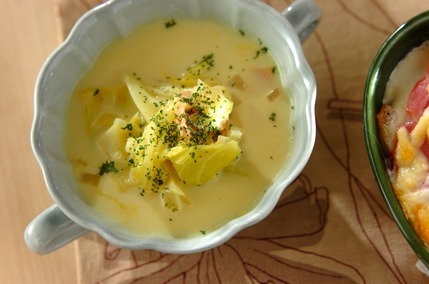 春キャベツのカレークリームスープ