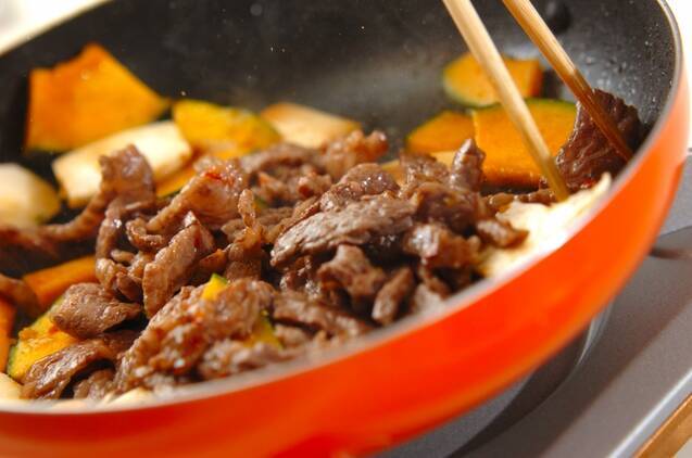 牛肉とカボチャのピリ辛炒めの作り方の手順10