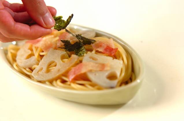 レンコンとベーコンのパスタの作り方の手順6