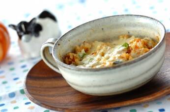 マグカップでカボチャの焼きカレー