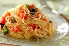 人気の冷製パスタ ツナとトマト 簡単15分で完成