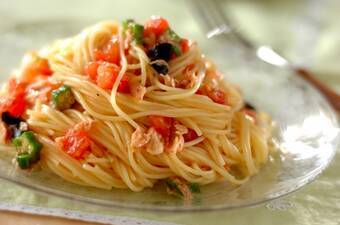人気の冷製パスタ ツナとトマト 簡単15分で完成