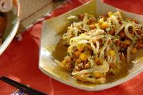 納豆とコーンのかき揚げ